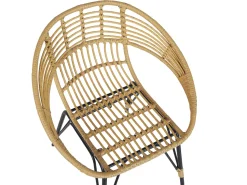 Balkonset Rattan Naturlich Auflagen Schwarz Pellaro