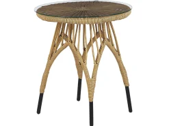 Balkonset Rattan Naturlich Auflagen Schwarz Pellaro