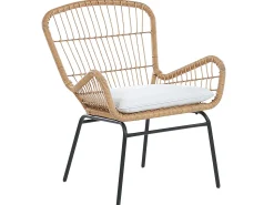 Balkonset Rattan Naturlich 2 Stühle Auflagen Hellgrau Labico