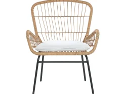 Balkonset Rattan Naturlich 2 Stühle Auflagen Hellgrau Labico