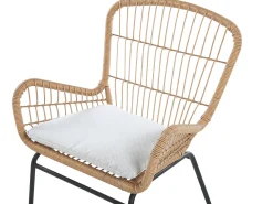 Balkonset Rattan Naturlich 2 Stühle Auflagen Hellgrau Labico