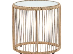 Balkonset Rattan Naturlich 2 Stühle Auflagen Hellgrau Labico