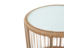 Balkonset Rattan Naturlich 2 Stühle Auflagen Hellgrau Labico