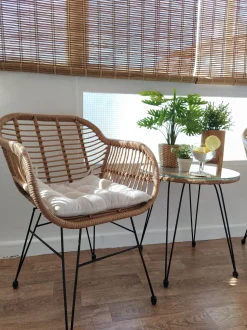 Balkonset Rattan Naturlich Auflagen Schwarz Tropea Ii
