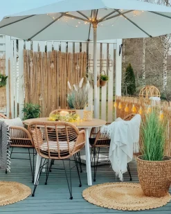 Balkonset Rattan Naturlich Auflagen Schwarz Tropea Ii