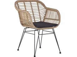Balkonset Rattan Naturlich Auflagen Schwarz Tropea Ii