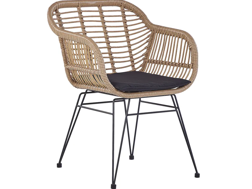 Balkonset Rattan Naturlich Auflagen Schwarz Tropea Ii