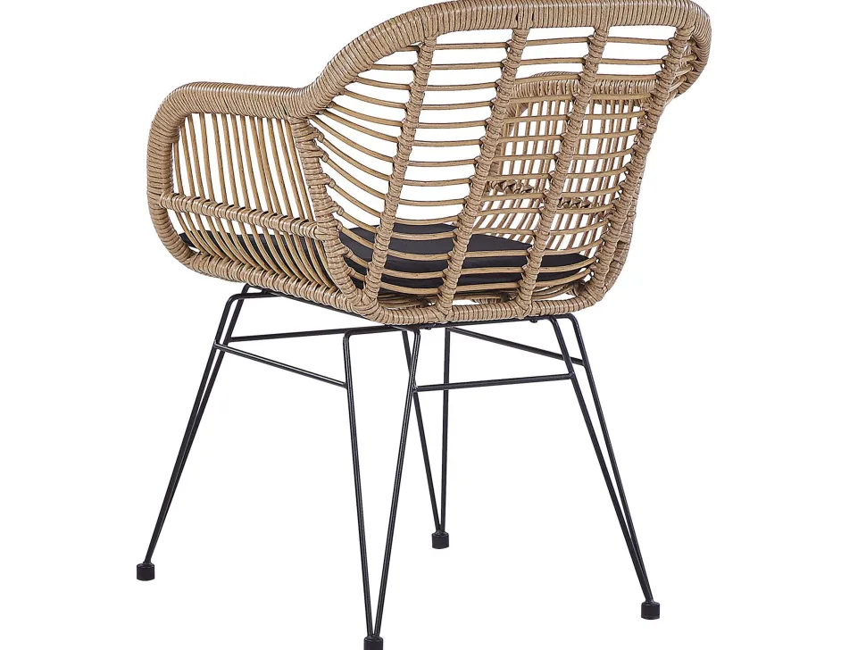 Balkonset Rattan Naturlich Auflagen Schwarz Tropea Ii