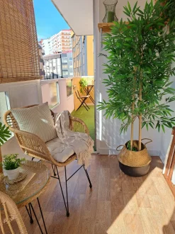 Balkonset Rattan Naturlich Auflagen Schwarz Tropea Ii