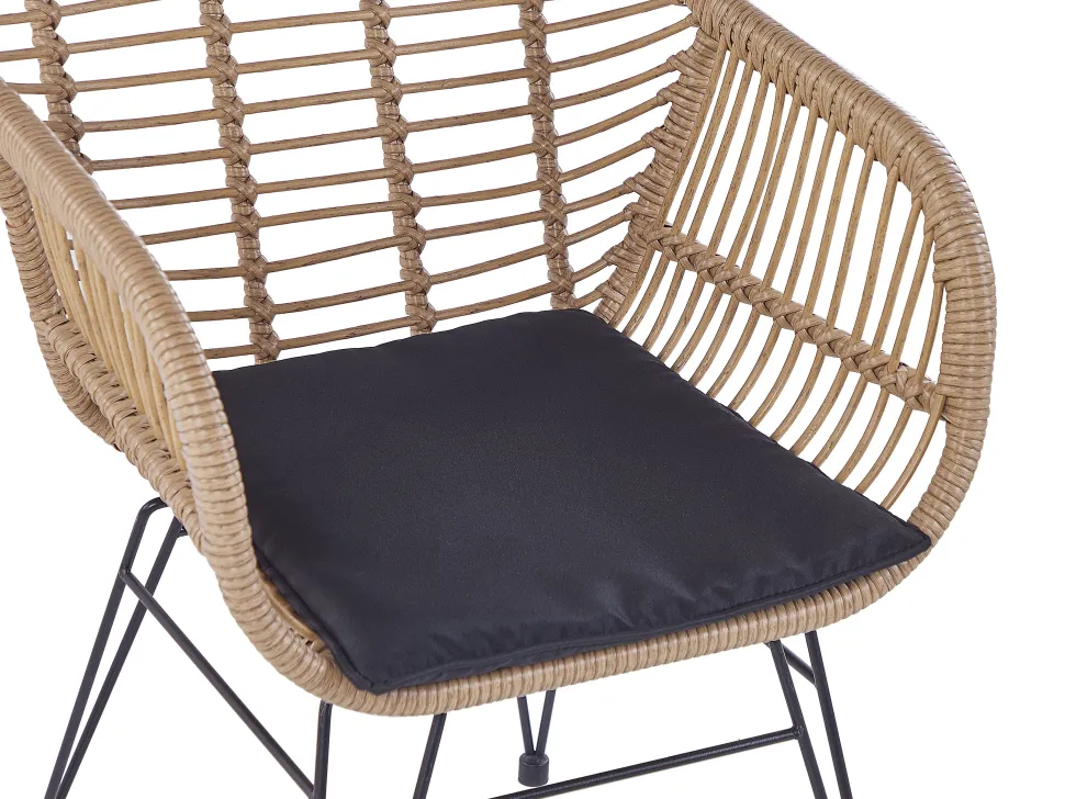 Balkonset Rattan Naturlich Auflagen Schwarz Tropea Ii