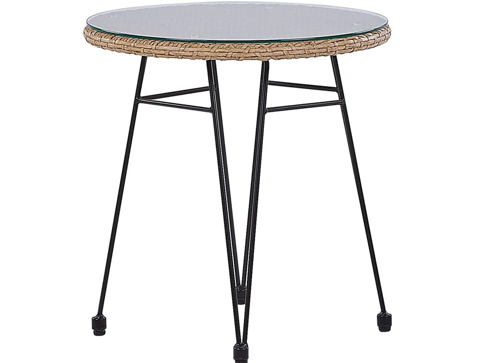 Balkonset Rattan Naturlich Auflagen Schwarz Tropea Ii