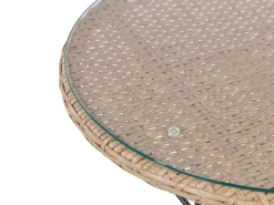 Balkonset Rattan Naturlich Auflagen Schwarz Tropea Ii