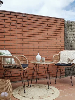 Balkonset Rattan Naturlich Auflagen Schwarz Tropea Ii