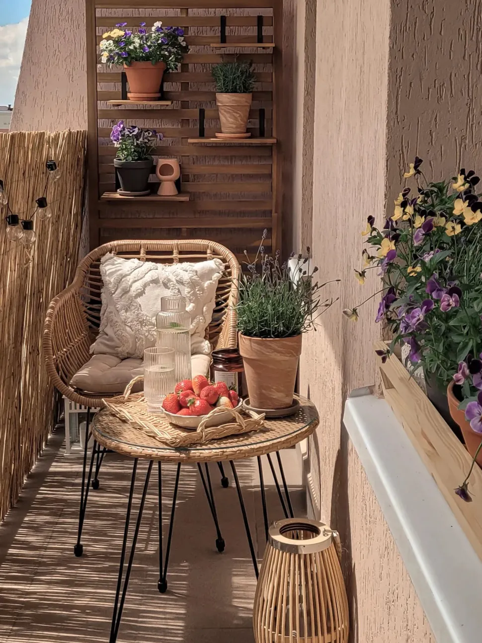 Balkonset Rattan Naturlich Auflagen Schwarz Tropea Ii