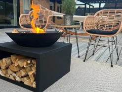 Balkonset Rattan Naturlich Auflagen Schwarz Tropea Ii