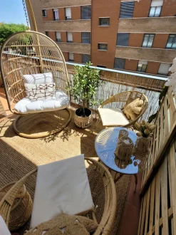 Balkonset Rattan Naturlich Auflagen Beige Pellaro