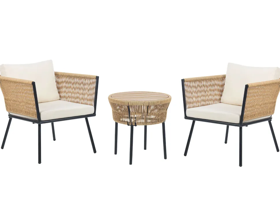 Balkonset Rattan Naturlich Auflagen Hellbeige Gargano