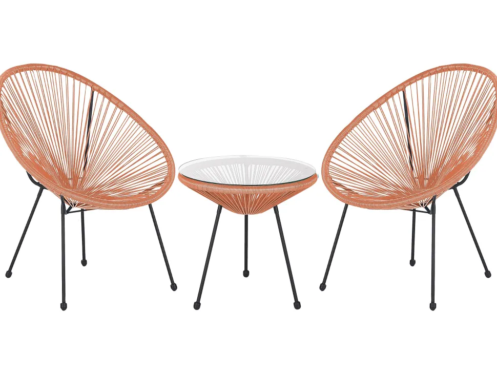 Balkonset Rattan Orange Acapulco Ii