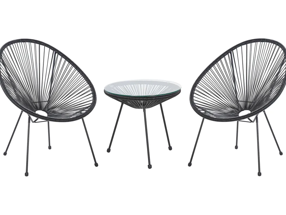 Balkonset Rattan Schwarz Acapulco Ii
