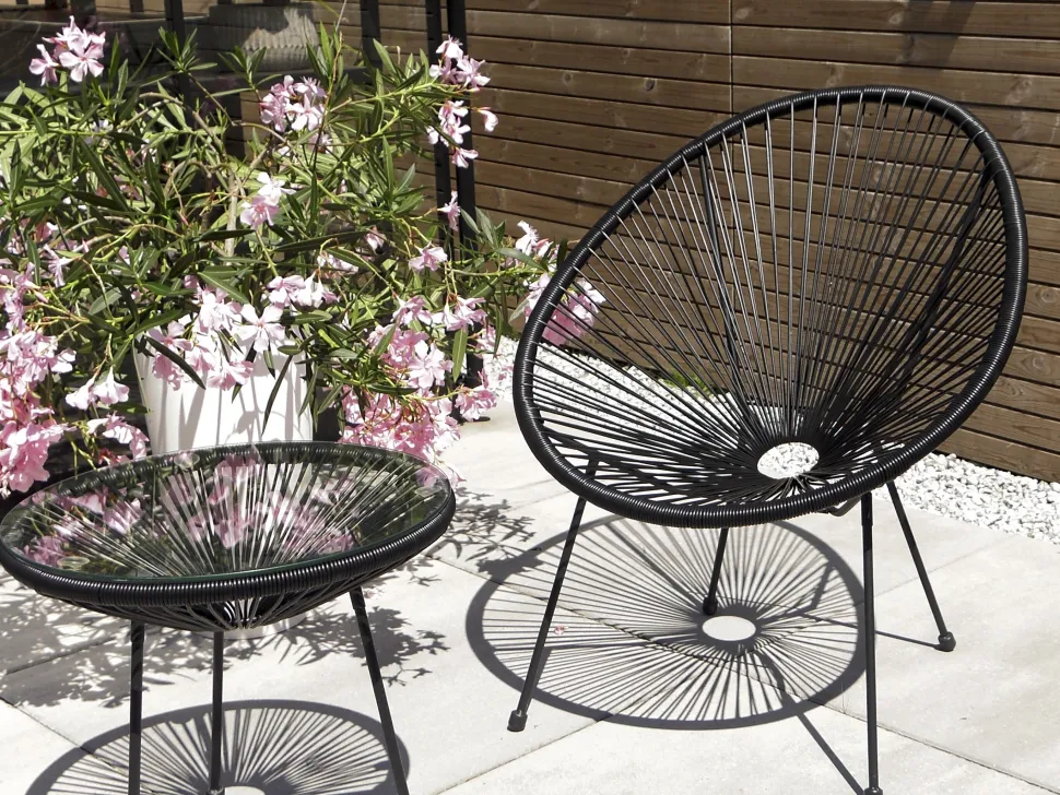 Balkonset Rattan Schwarz Acapulco Ii
