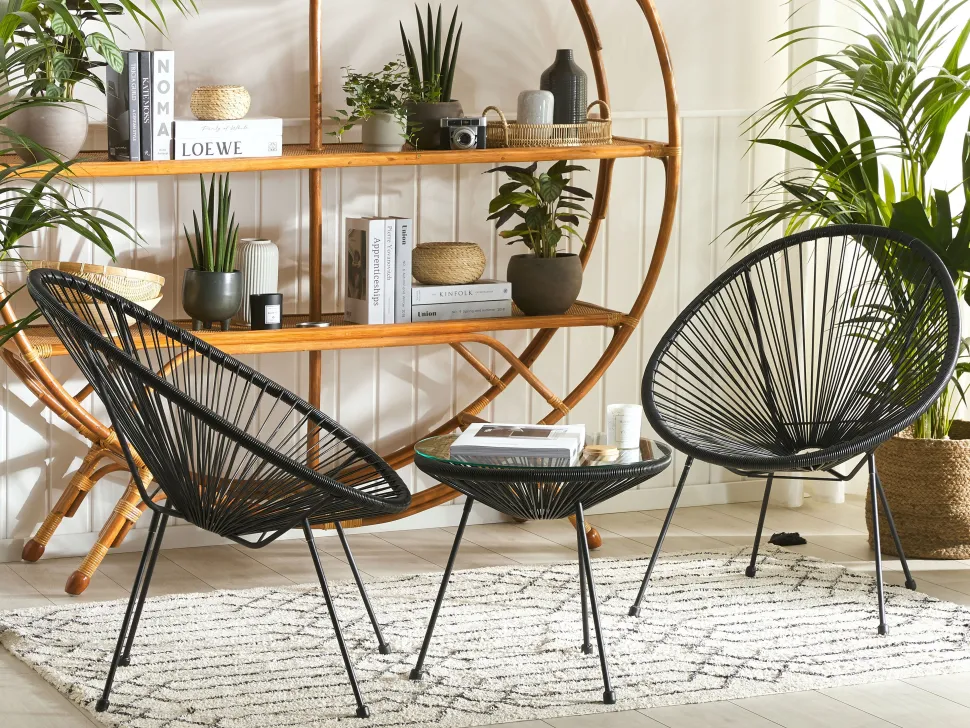 Balkonset Rattan Schwarz Acapulco Ii