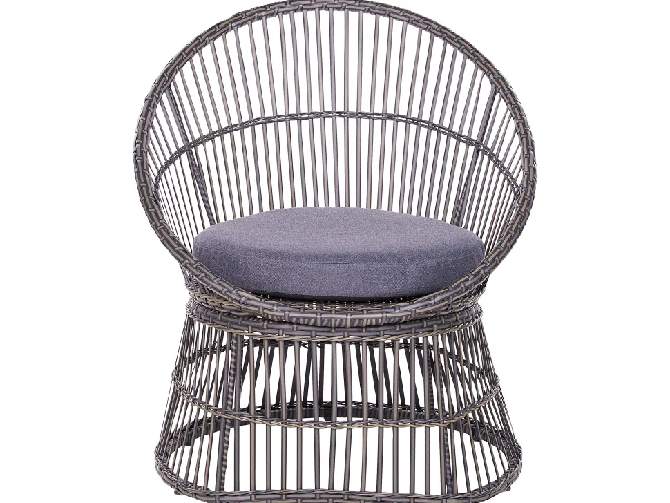 Balkonset Rattan Taupe Auflagen Dunkelgrau Mesyna