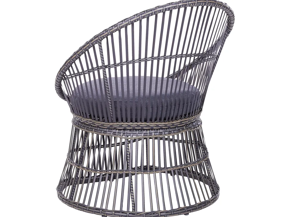 Balkonset Rattan Taupe Auflagen Dunkelgrau Mesyna