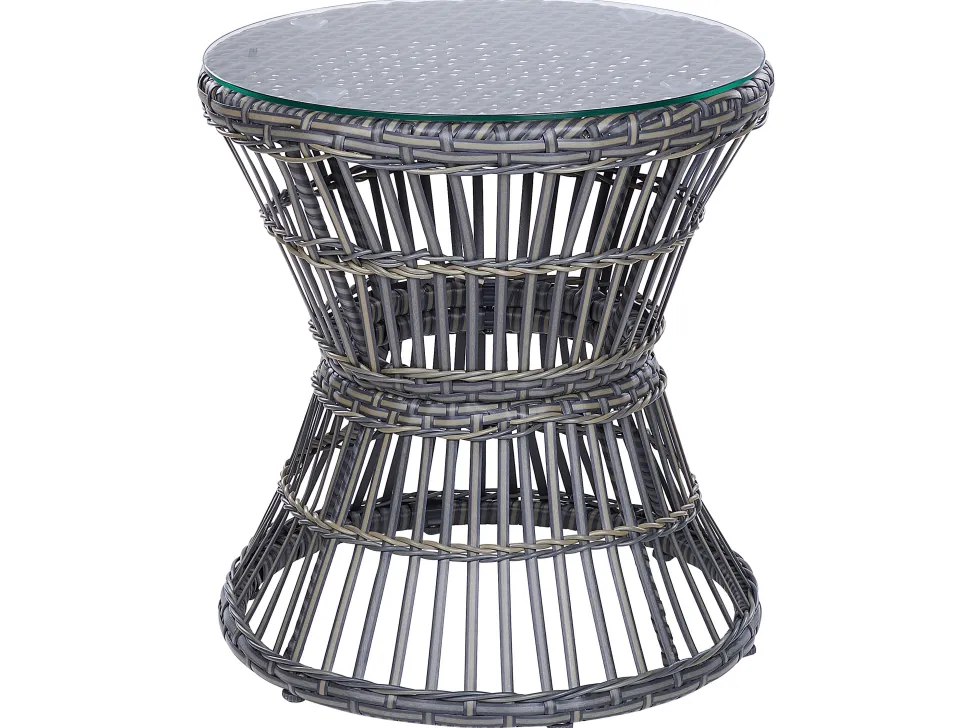 Balkonset Rattan Taupe Auflagen Dunkelgrau Mesyna