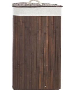 Bamboo Basket With Lid Dark Wood Matara