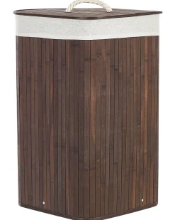 Bamboo Basket With Lid Dark Wood Matara