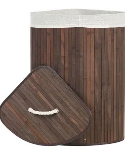 Bamboo Basket With Lid Dark Wood Matara