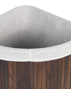 Bamboo Basket With Lid Dark Wood Matara