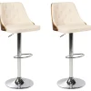 Barhocker Beige / Dunkler Holzfarbton Hohenverstellbar 2Er Set Vancouver