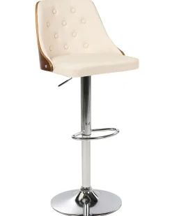 Barhocker Beige / Dunkler Holzfarbton Hohenverstellbar 2Er Set Vancouver