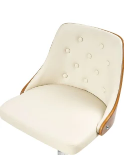 Barhocker Beige / Dunkler Holzfarbton Hohenverstellbar 2Er Set Vancouver