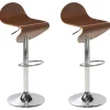 Barhocker Dunkler Holzfarbton Hohenverstellbar 2Er Set Liverpool
