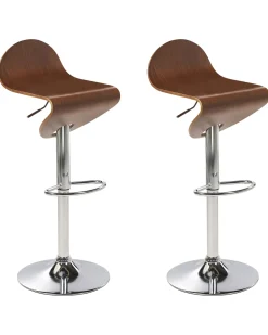 Barhocker Dunkler Holzfarbton Hohenverstellbar 2Er Set Liverpool