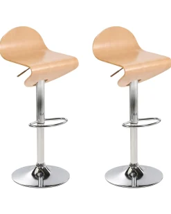 Barhocker Heller Holzfarbton Hohenverstellbar 2Er Set Liverpool