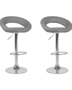 Barhocker Kunstleder Grau Hohenverstellbar 2Er Set Peoria