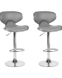 Barhocker Kunstleder Grau Hohenverstellbar 2Er Set Conway