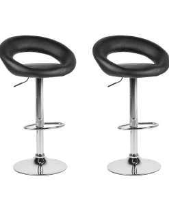 Barhocker Kunstleder Schwarz Hohenverstellbar 2Er Set Peoria