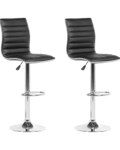 Barhocker Kunstleder Schwarz Hohenverstellbar 2Er Set Lucerne