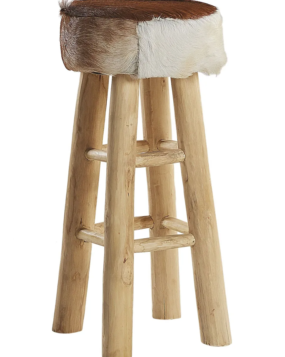 Barhocker Lammfell / Teakholz Goldbraun Walton