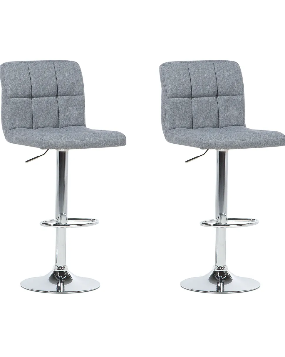 Barhocker Polsterbezug Grau Hohenverstellbar 2Er Set Marion