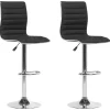 Barhocker Polsterbezug Schwarz Hohenverstellbar 2Er Set Lucerne