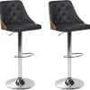 Barhocker Schwarz / Dunkler Holzfarbton Hohenverstellbar 2Er Set Vancouver