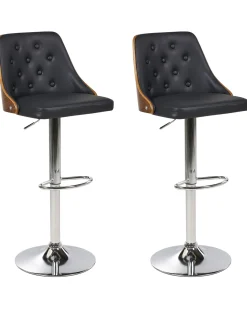 Barhocker Schwarz / Dunkler Holzfarbton Hohenverstellbar 2Er Set Vancouver