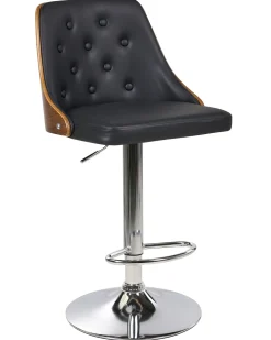 Barhocker Schwarz / Dunkler Holzfarbton Hohenverstellbar 2Er Set Vancouver