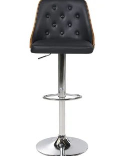 Barhocker Schwarz / Dunkler Holzfarbton Hohenverstellbar 2Er Set Vancouver