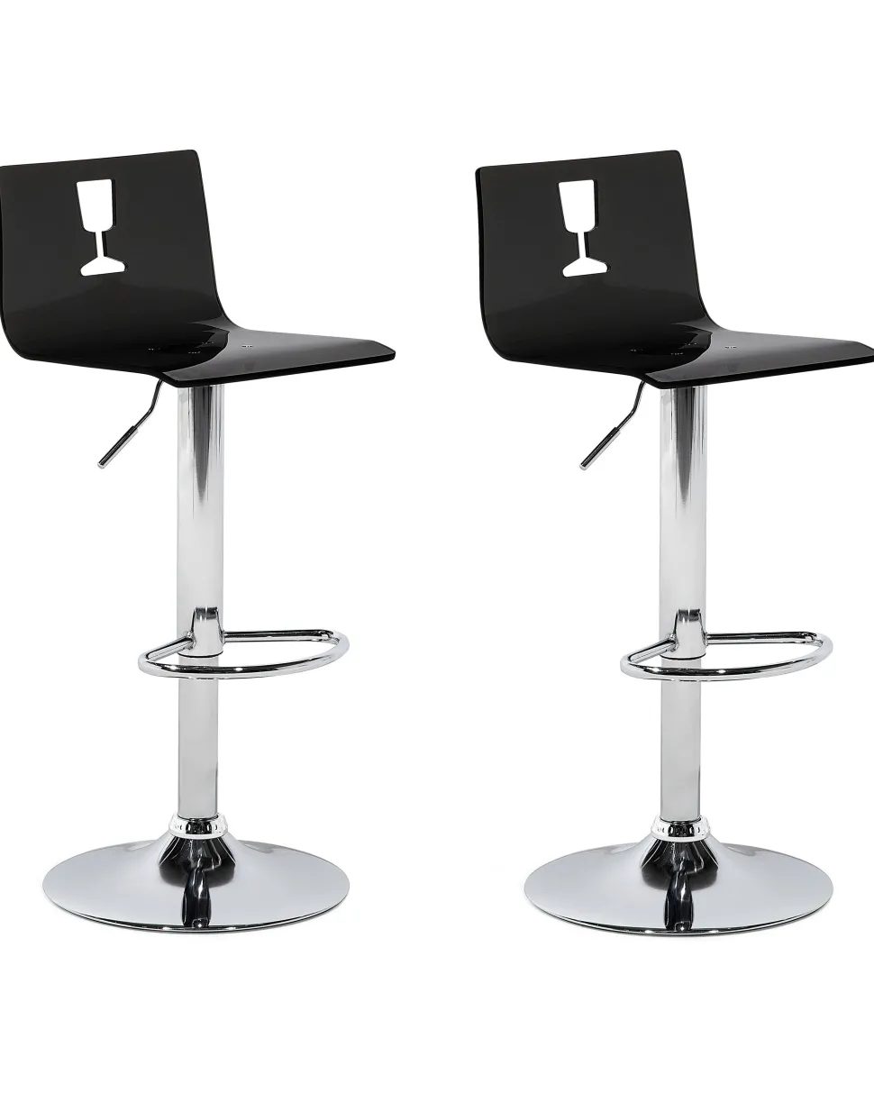 Barhocker Transparent Schwarz Hohenverstellbar 2Er Set Busan